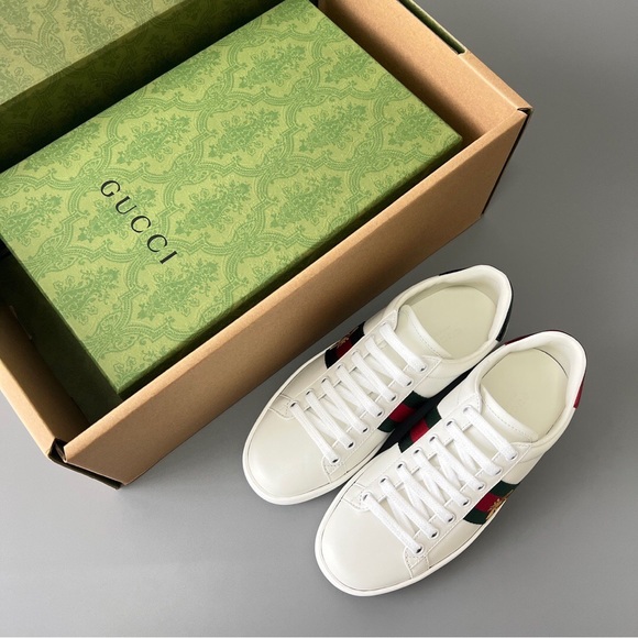 Gucci Ace Web Stripe Bee Sneakers - Picture 1 of 9